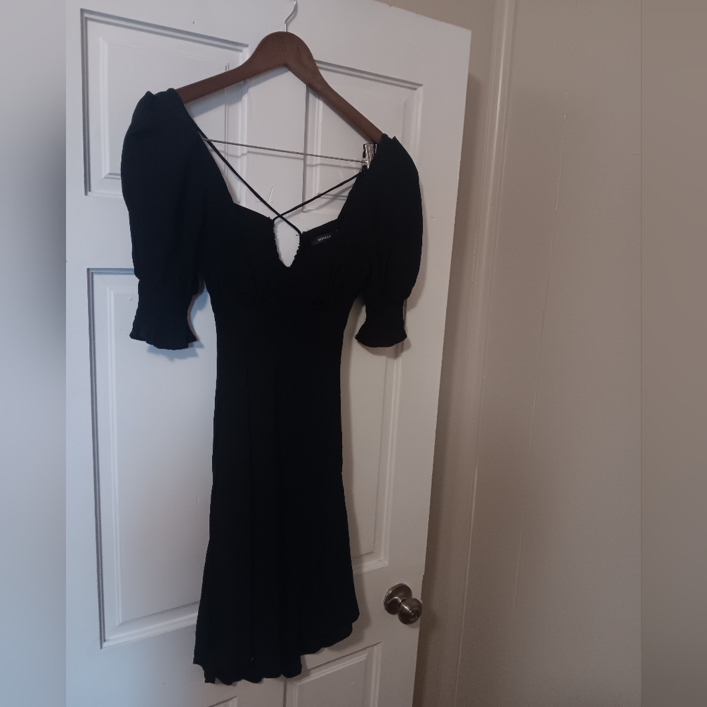 Black Criss Cross Open Back Dress